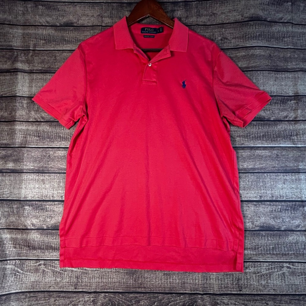 Polo Ralph Lauren Mens Pima Soft Touch Polo Shirt Pink Short Sleeve Large L